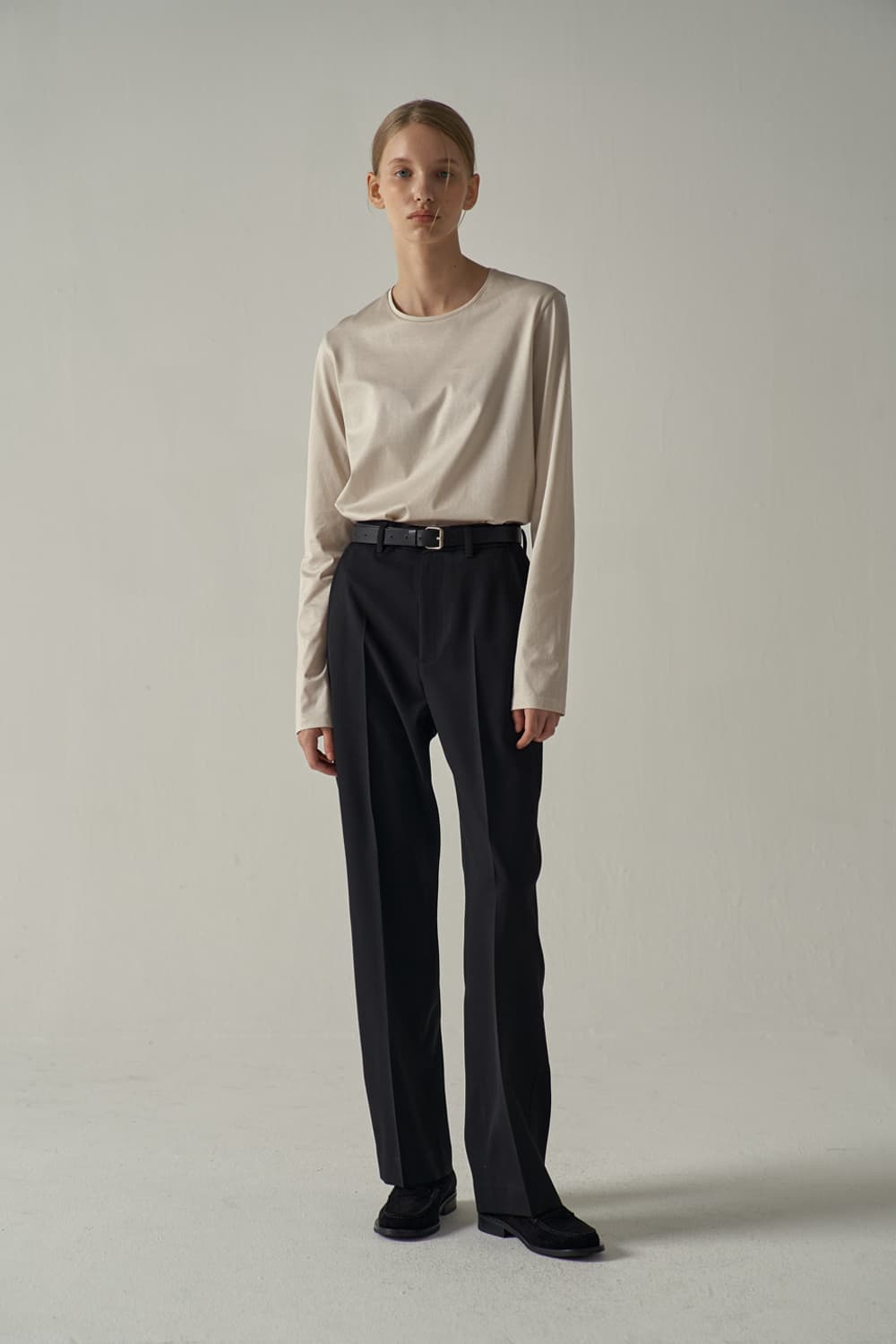 [S] 파사드패턴 실켓 코튼 티셔츠(긴팔) 크림 상품이미지2