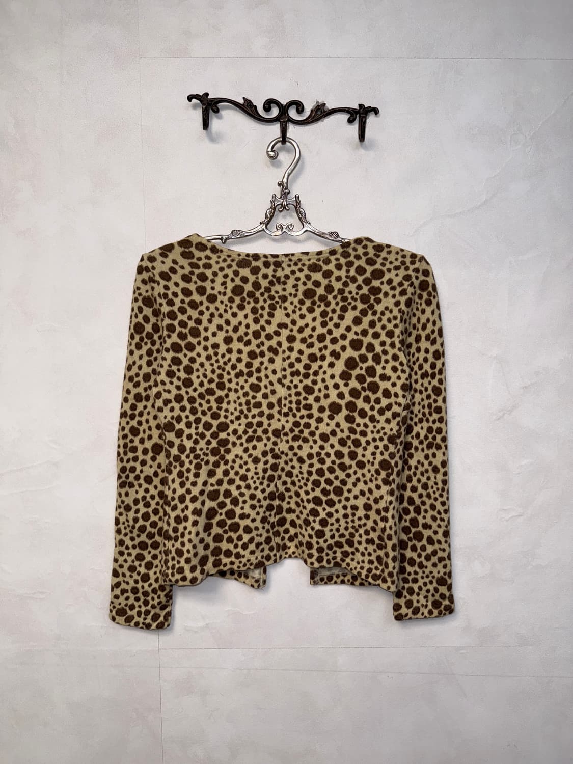 Beige brown leopard angora open cardigan 상품이미지6