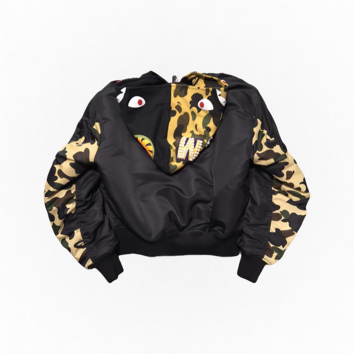 베이프 샤크 얼굴 블루종 항공 후드점퍼 F 베이지/블랙 할인 상품이미지2