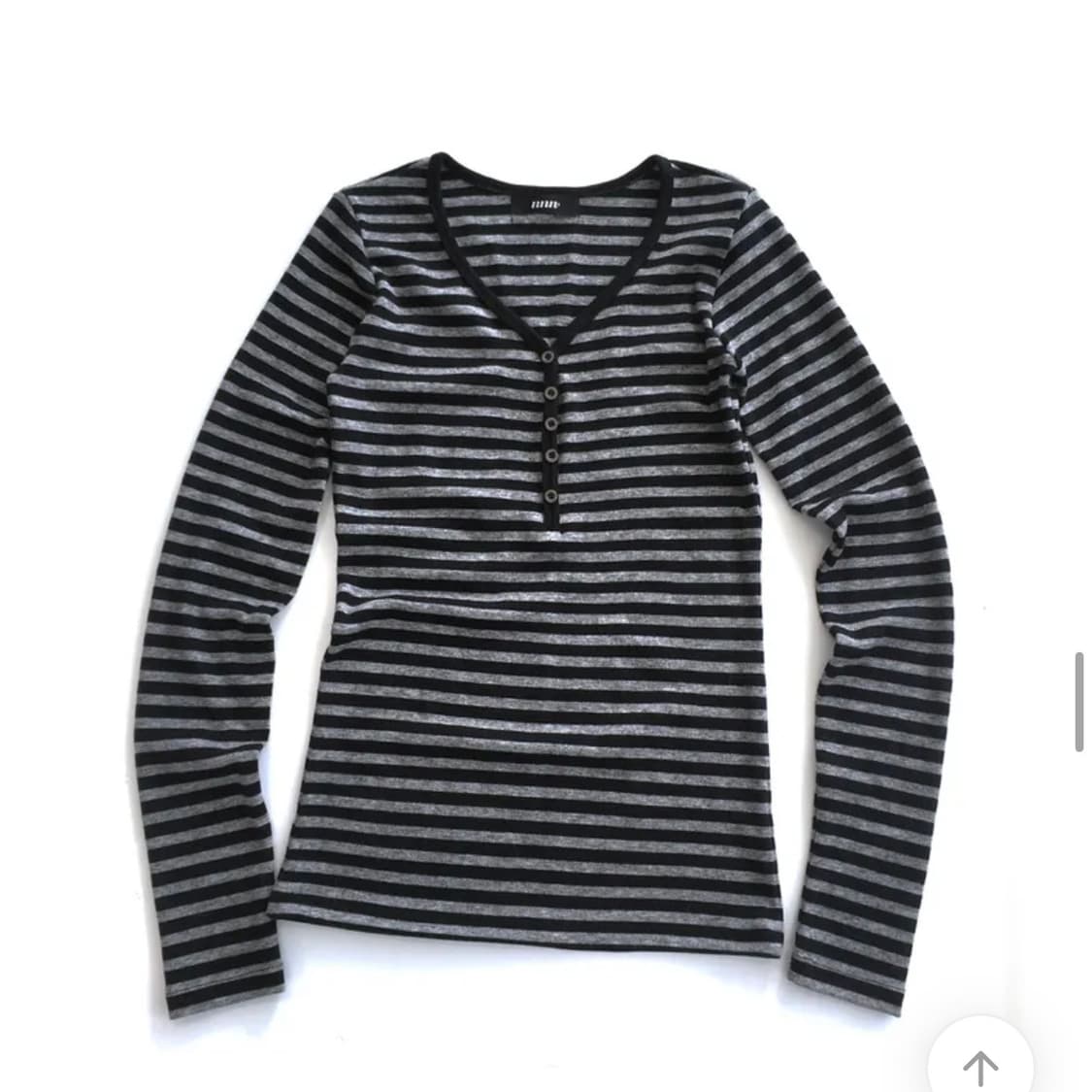 단종)이즈이즈 nana t-shirt charcoal 스트라이프 슬리브  상품이미지1