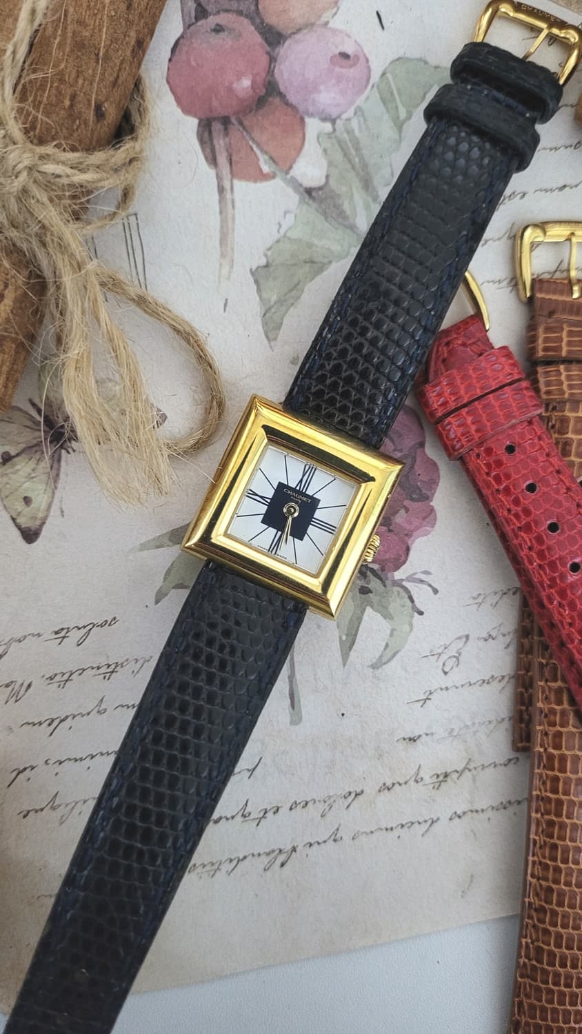 정품 쇼메 아르데코 스퀘어 쿼츠 시계 [정품 가죽줄,버클 2개 포함] 상품이미지2