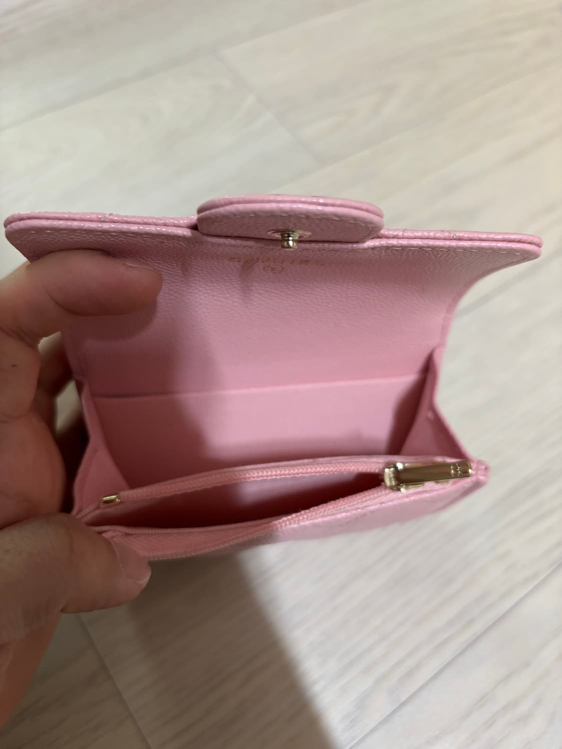 샤넬 캐비어 클똑 지퍼 핑크 지갑 상품이미지3