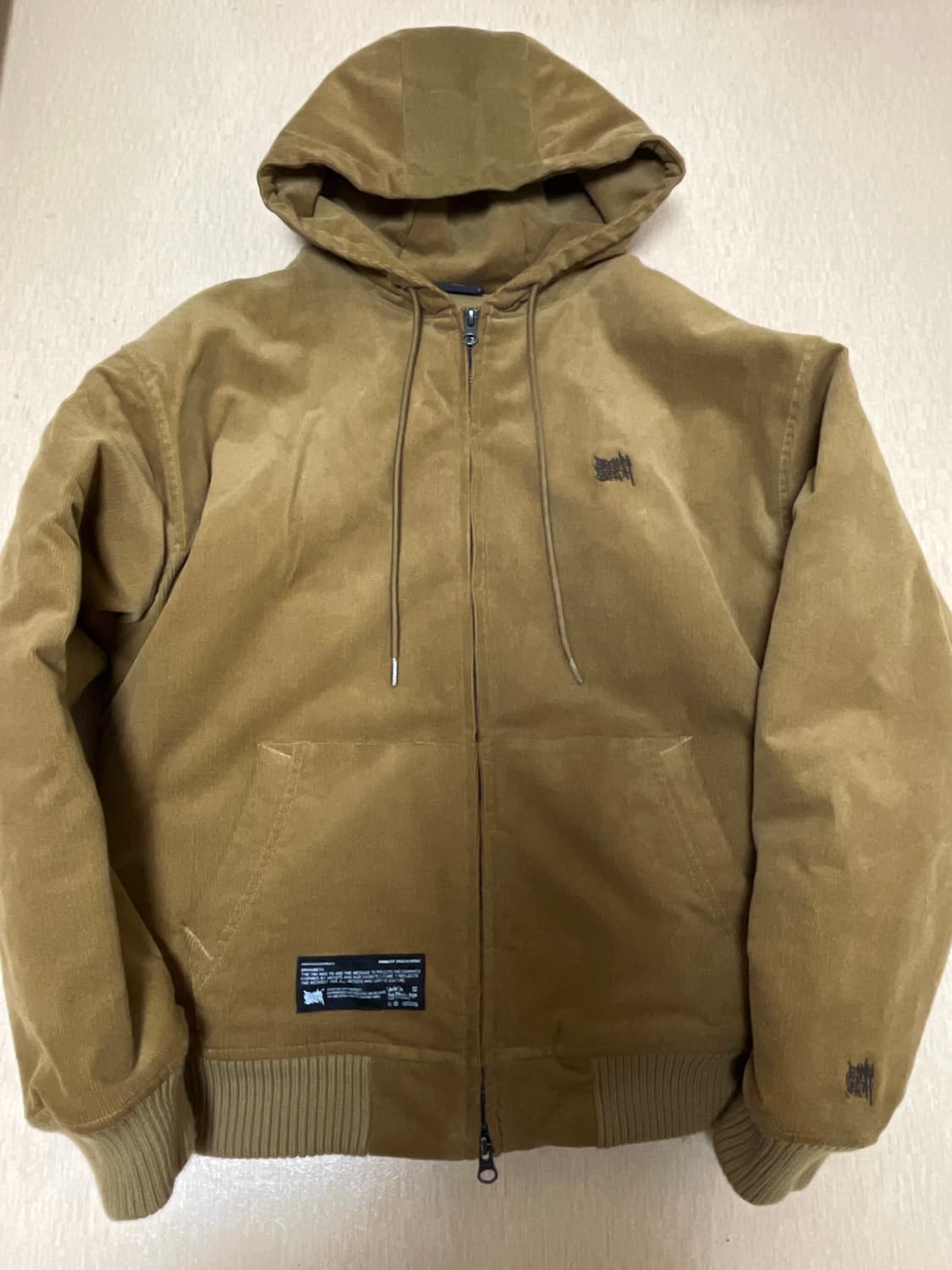 TAG CORDUROY PADDED HOOD ZIP UP - BEIGE 상품이미지4