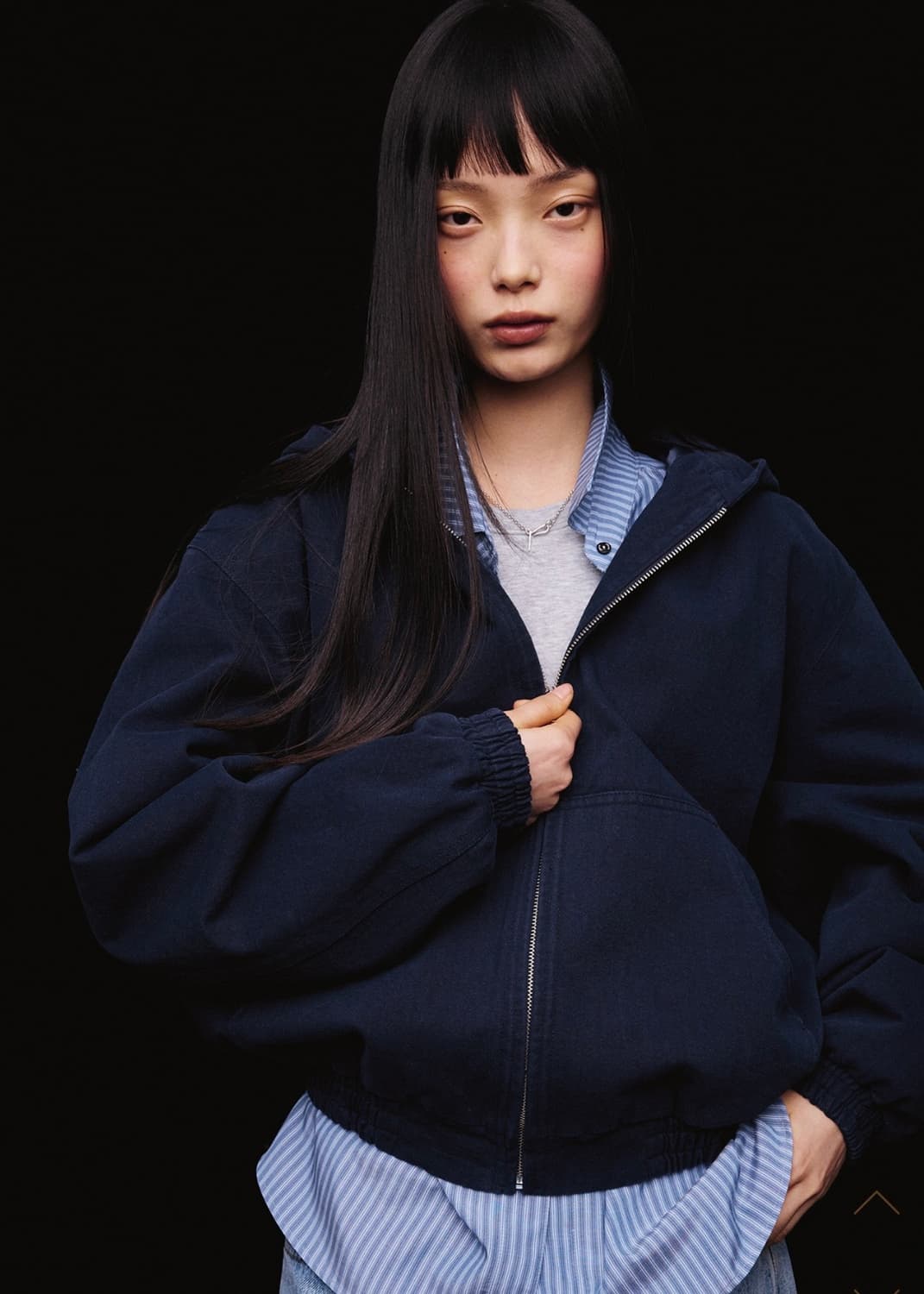 리본빛 허그 후디 자켓 네이비 새상품 상품이미지1