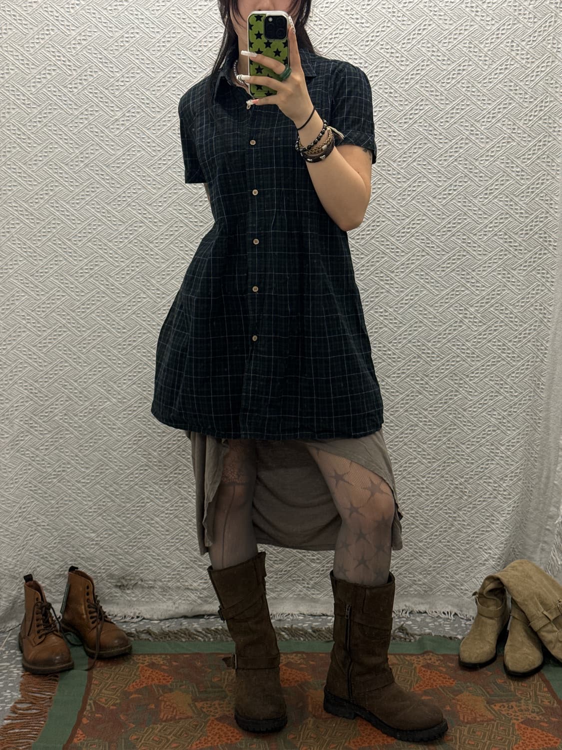 빈티지 러블리 캐주얼 모리 아방핏 체크 원피스 K0081 상품이미지1