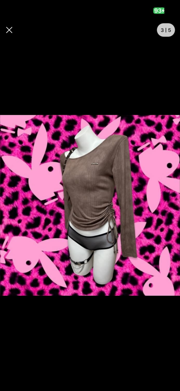 어깨 한쪽 오프숄더 벨티드 그런지 탑 상품이미지3