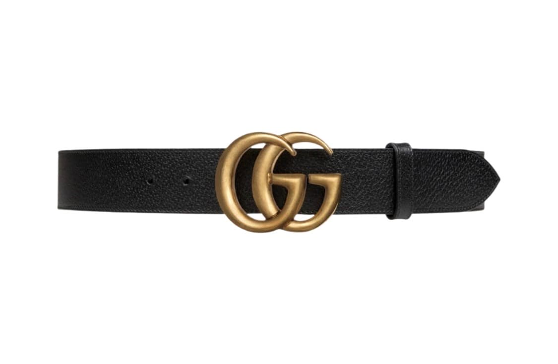 [90] 구찌 GG 마몽 더블 G 버클 와이드 레더 벨트 블랙 상품이미지1