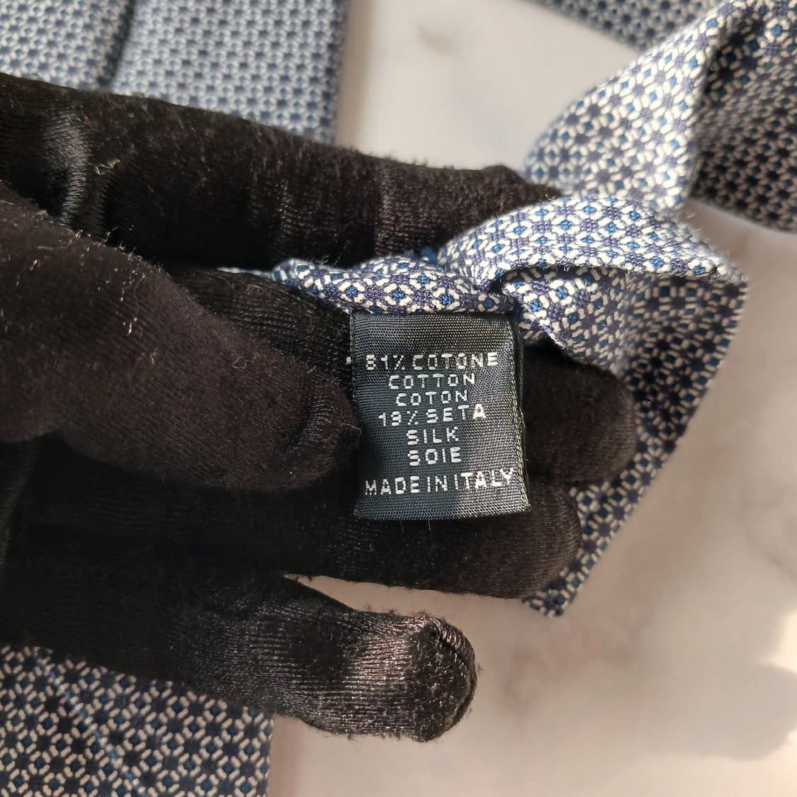보기밀라노 코튼&실크 네이비 패턴 넥타이 8.7cm A+등급 A18915 상품이미지7