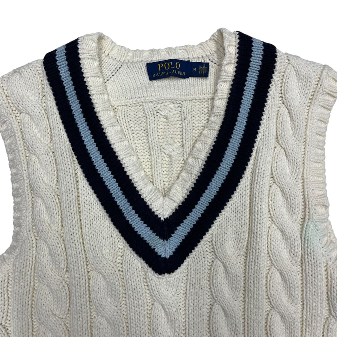 폴로 랄프로렌 소라 단가라 화이트 나시 꽈배기 니트 M 상품이미지4