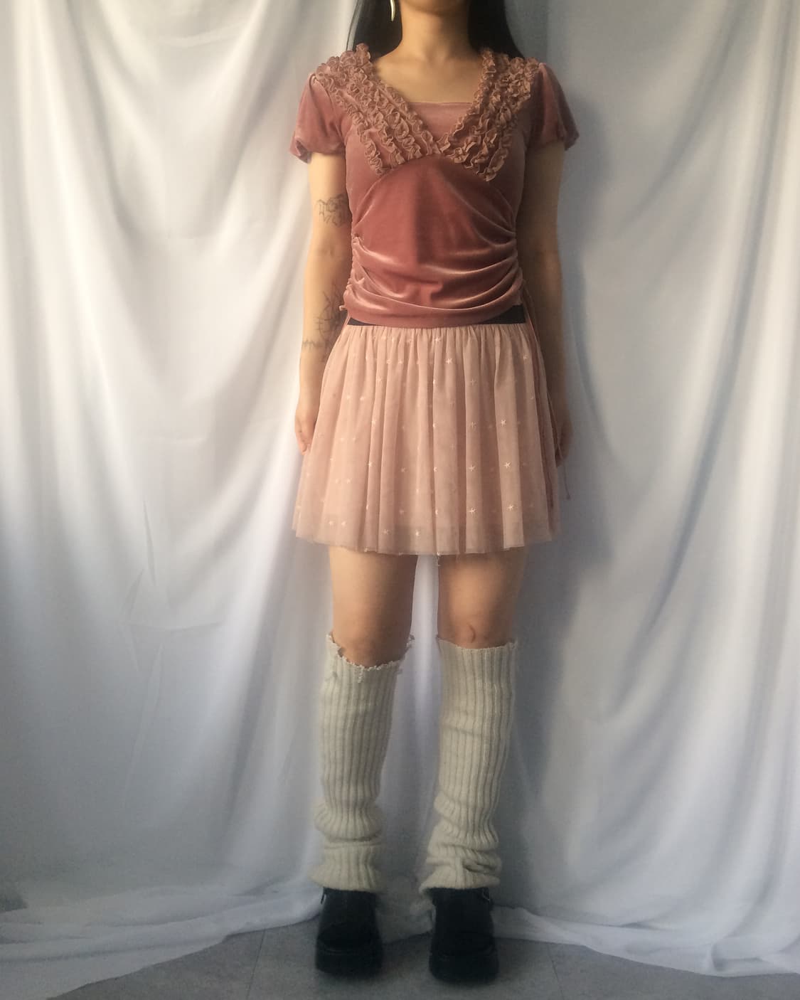 Frill velvet t shirt 상품이미지1