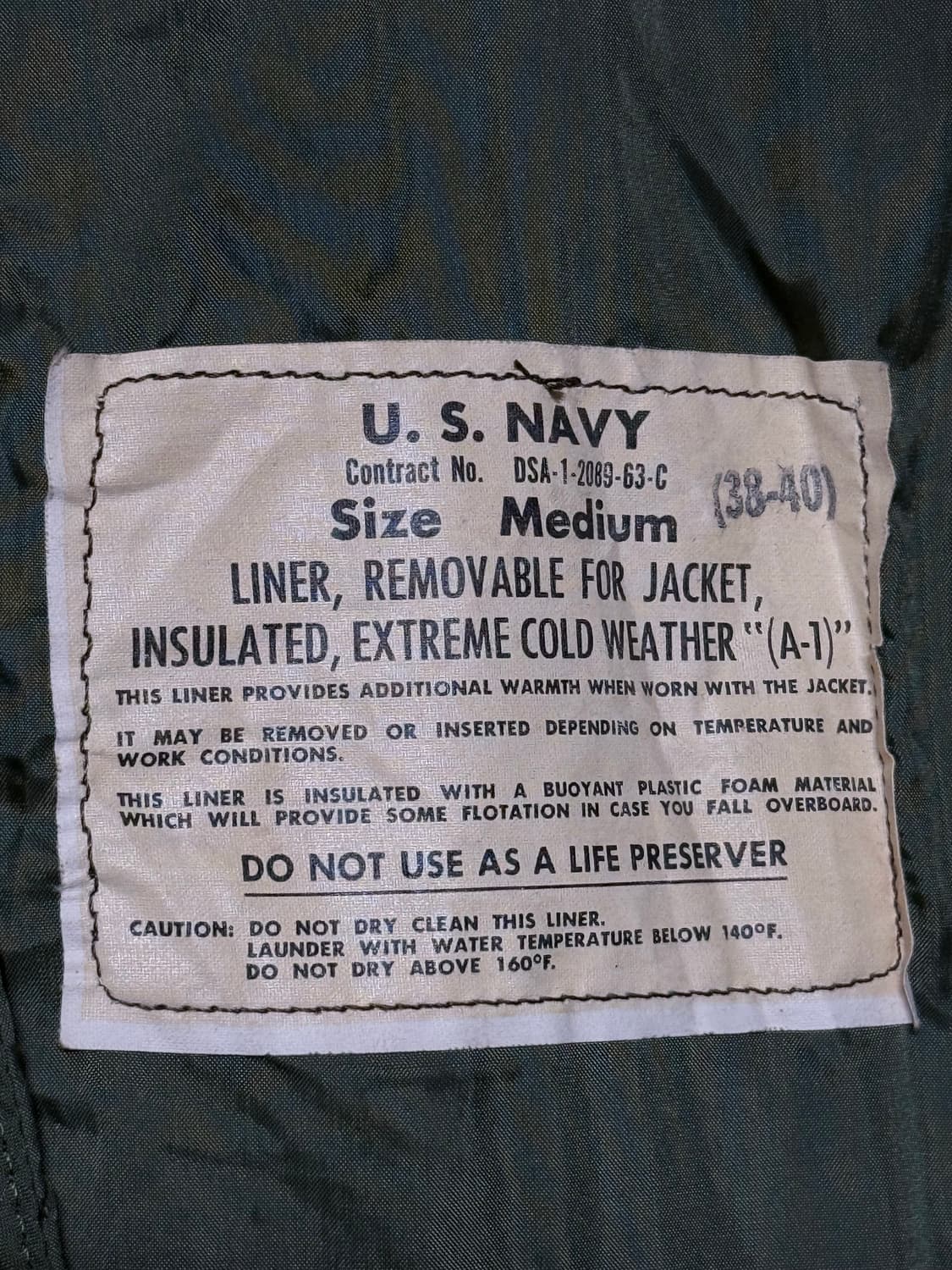 내피有 1968 미 해군 극한 방한 군납 자켓 A-1 상품이미지3