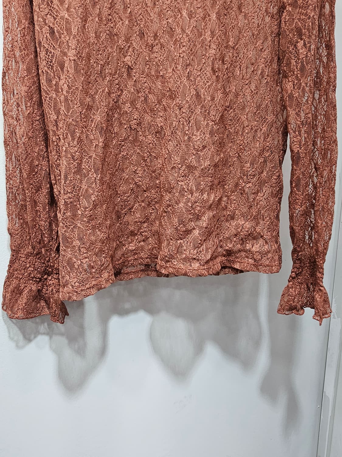 레이스 시스루 스판 티블라우스 로즈핑크 상품이미지9