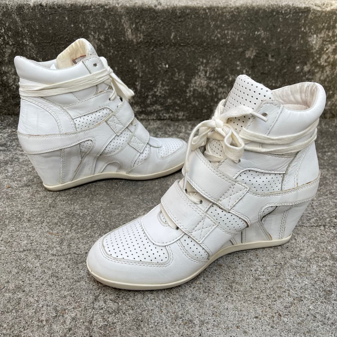 [37] ASH 화이트 레더 웨지힐 스니커즈 (240) 상품이미지4