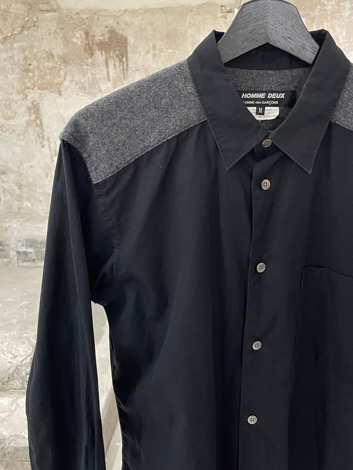 꼼데가르송 옴므 듀스 블랙 ad2015 요크 배색 셔츠 상품이미지2