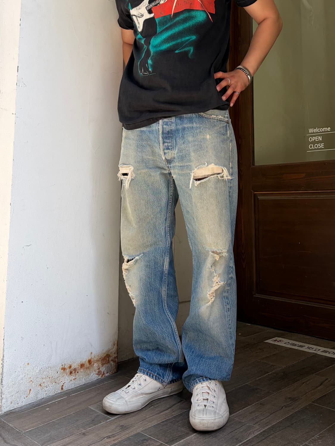 90’s Levi’s 501 524 USA distressed denim 상품이미지2