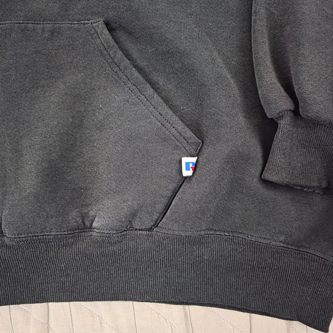 [XXL] 90s 빈티지 러셀 애슬레틱 후드 블랙 하드 페이드&트래쉬드 상품이미지2