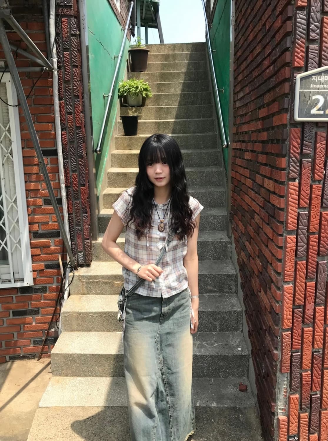 시즐 seezul 리빈 빈티지 롱스커트 중청 S 상품이미지4