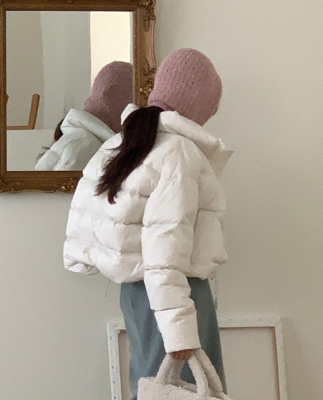 오리털 숏 패딩 아이보리, 블랙 상품이미지3