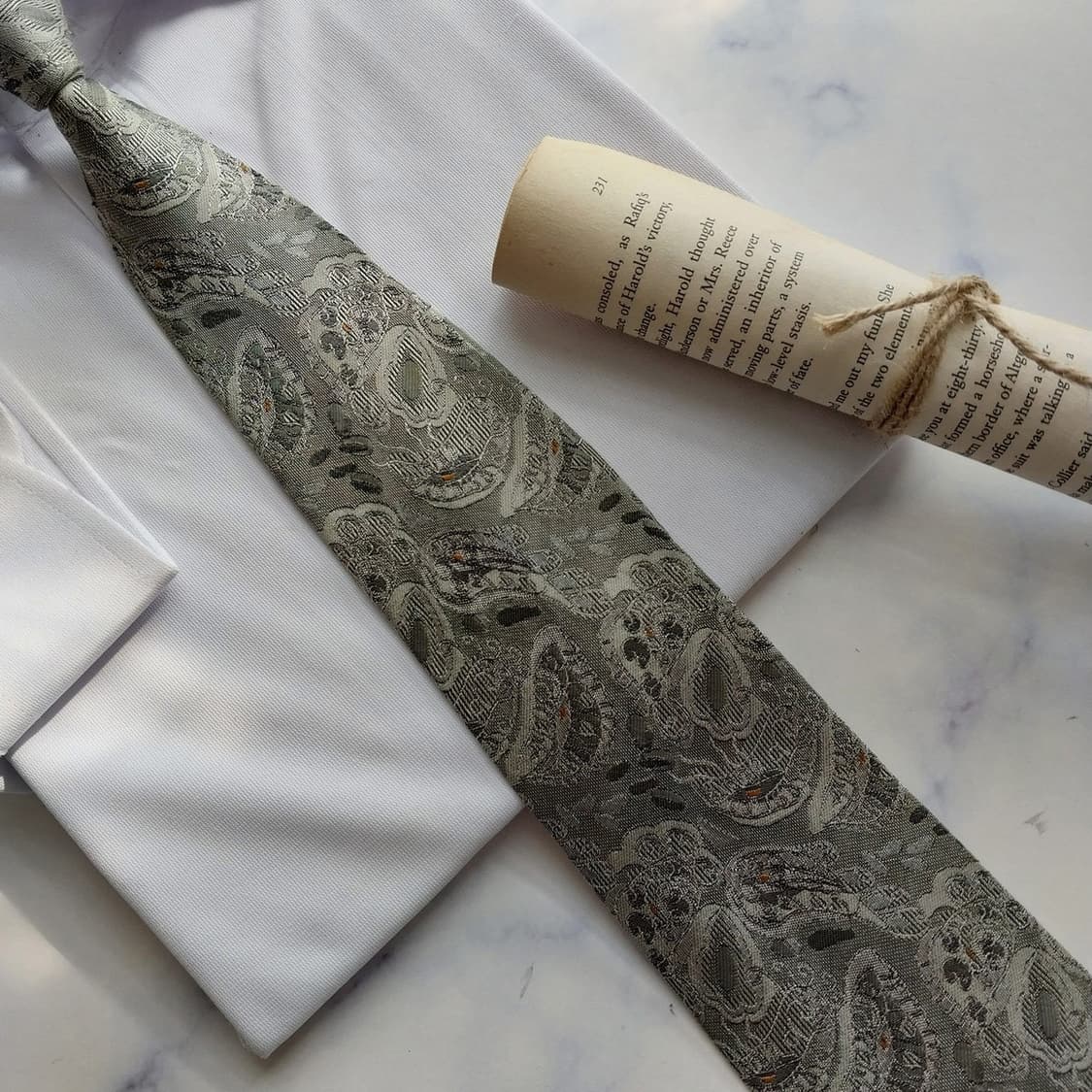 레노마 그레이 페이즐리 자카드 넥타이 8.8cm A+등급 K2443 상품이미지6