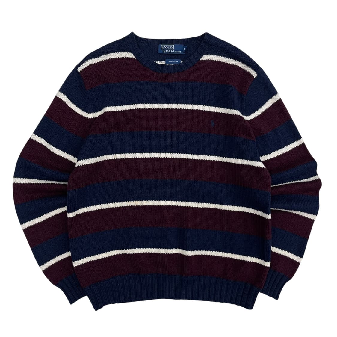 폴로 랄프로렌 네이비포니 버건디 단가라 네이비 니트 L 상품이미지2