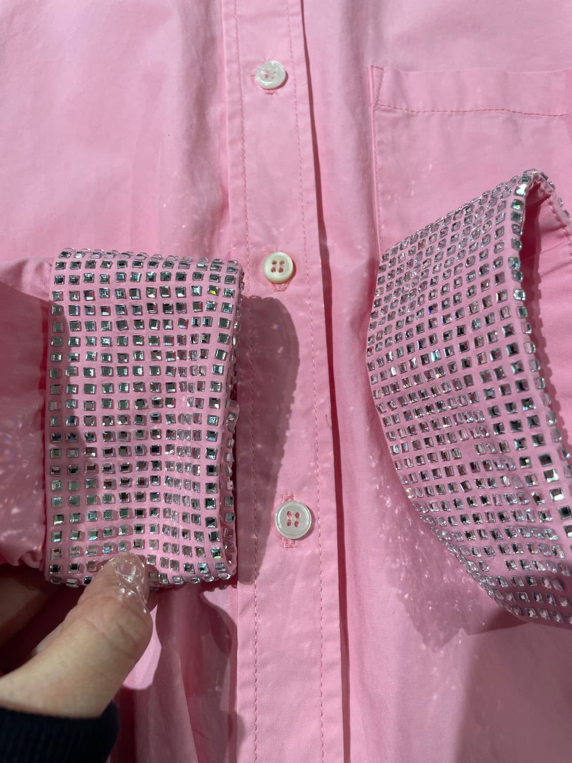 알렉산더 왕 핑크 싱글 포켓 큐빅 커프스 코튼 셔츠 상품이미지9