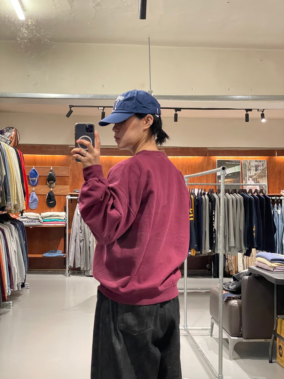 빈티지 맨투맨 티셔츠 (버건디)   상품이미지6