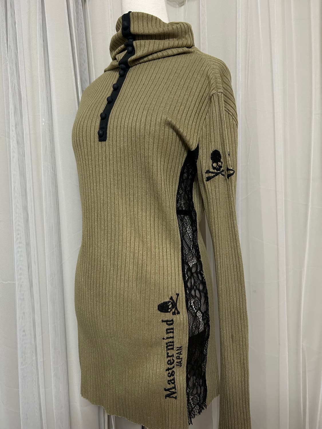 아카이브 카키 망사 하이넥 롱슬리브 펑크 상품이미지1