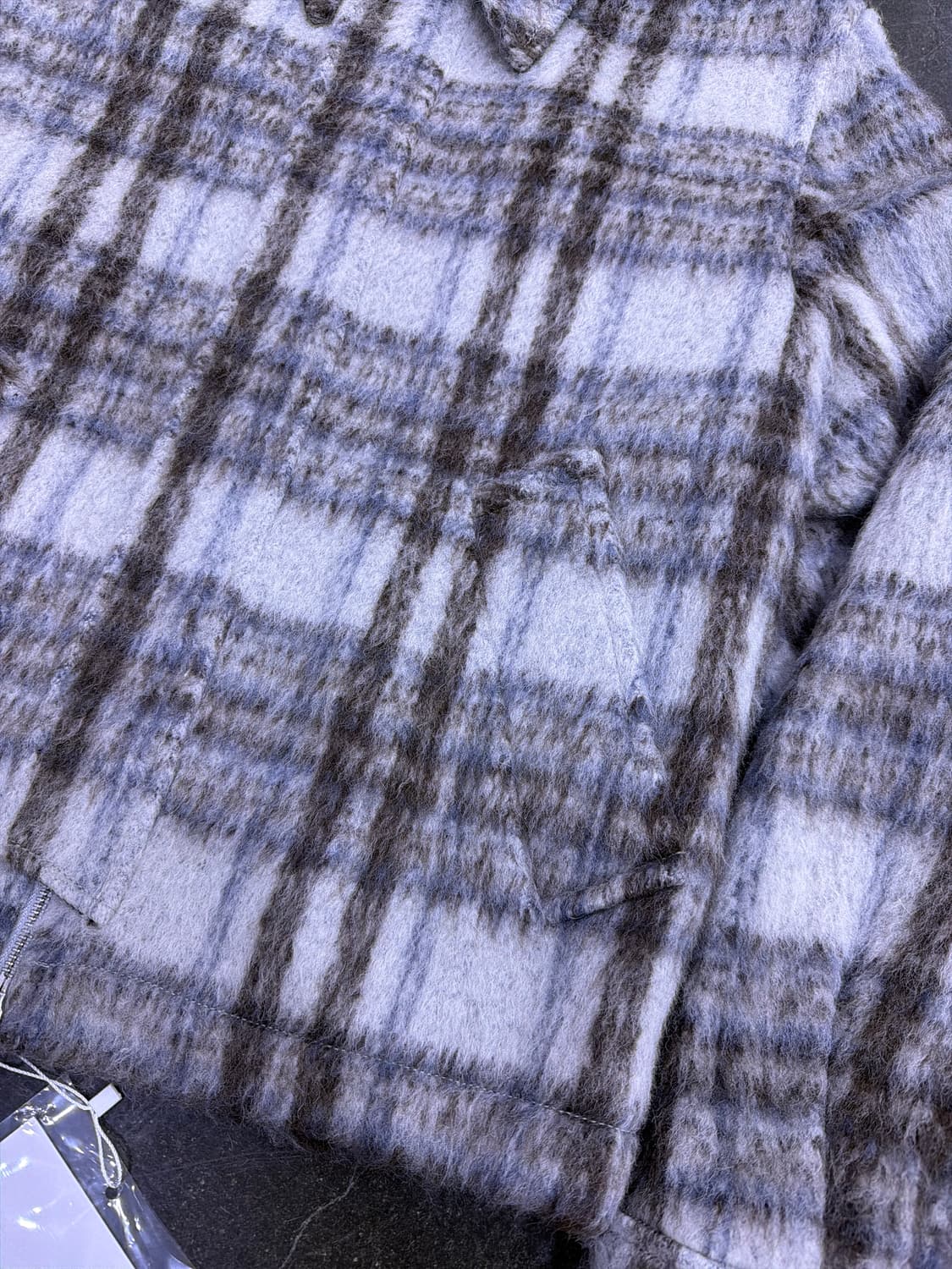 엘무드 슈퍼체크 알파카 모헤어 체크 자켓 블루종 46 상품이미지7