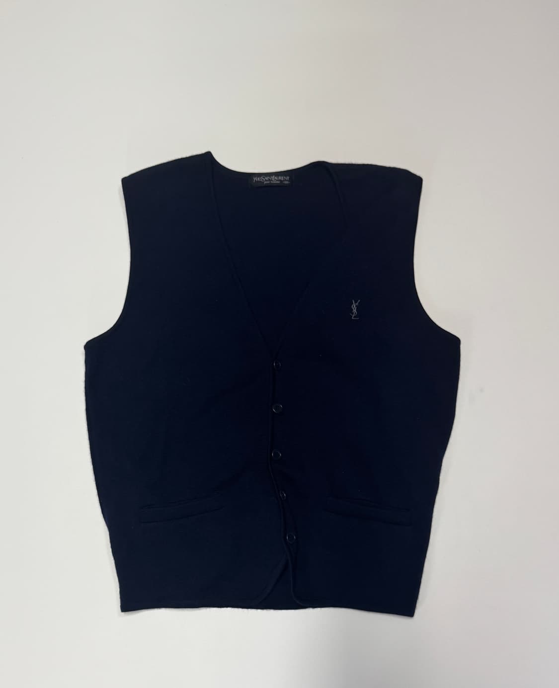 정품!! 여성 입생로랑 YSL 울 버튼 니트 베스트 L 상품이미지1