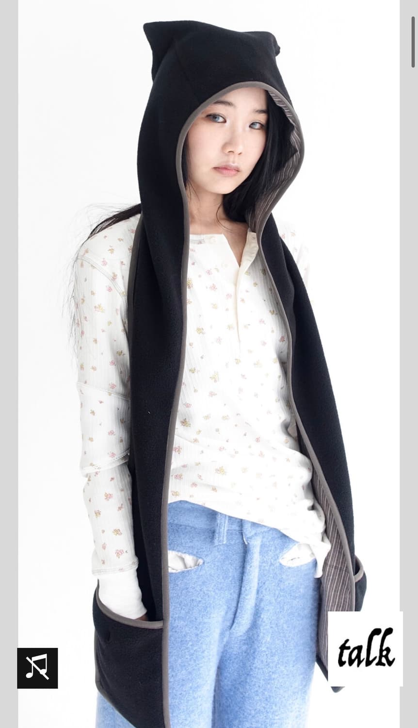 샵페어리 플리스 후드 머플러 블랙 새상품 상품이미지1