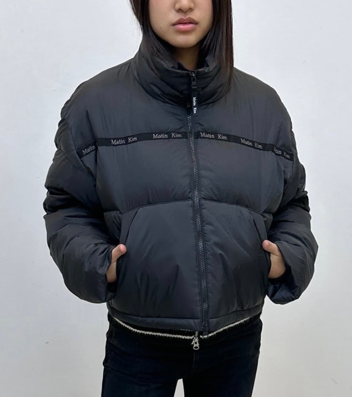 마뗑킴 패딩 테이핑 푸퍼 다운점퍼 블랙 S 상품이미지1