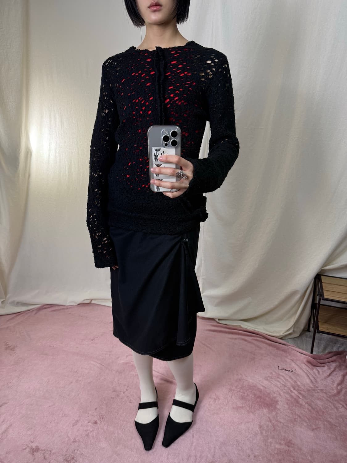 꼼데가르송 로브 드 샹브르 그물 울 니트 상품이미지2