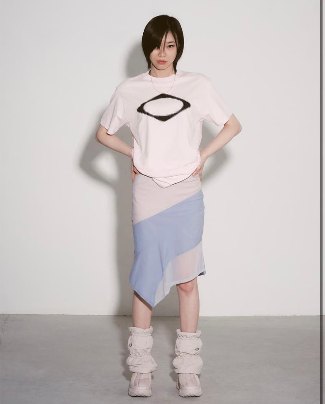 (M size) 미스치프 롬버스 블러 티셔츠 라이트 핑크 상품이미지1