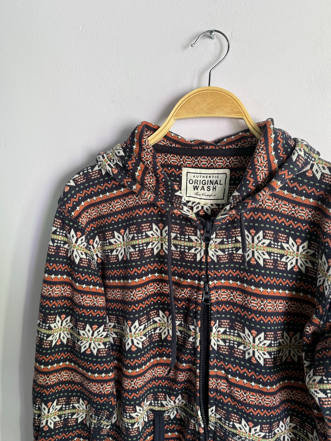 일본빈티지) 눈꽃패턴 후드집업 상품이미지3