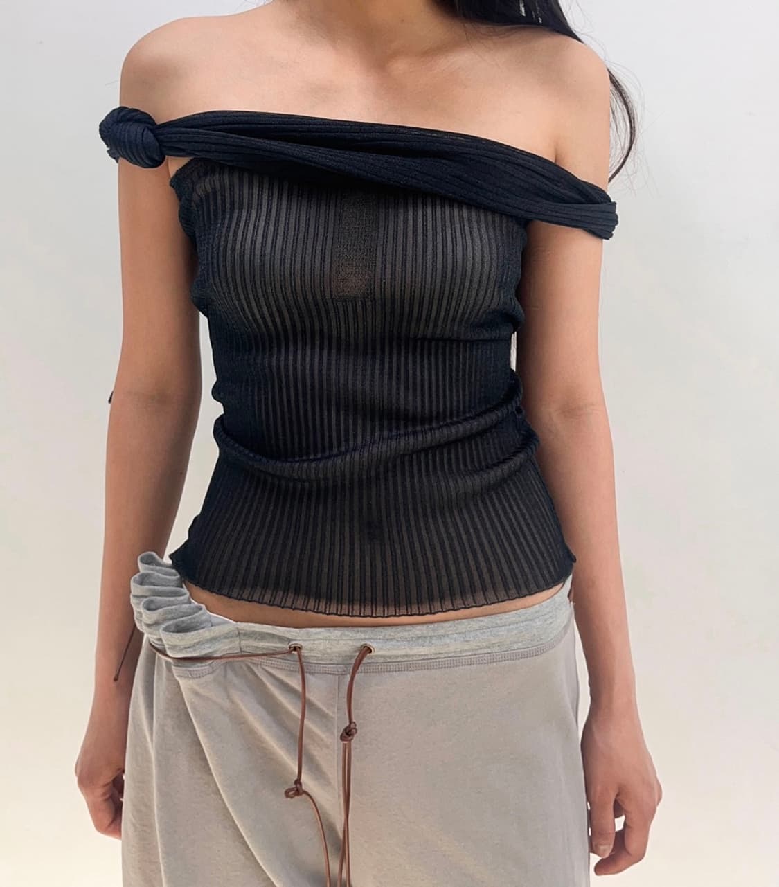ULIKASANCTUS SHEER TANK TOP (TEAL BLACK) 상품이미지1