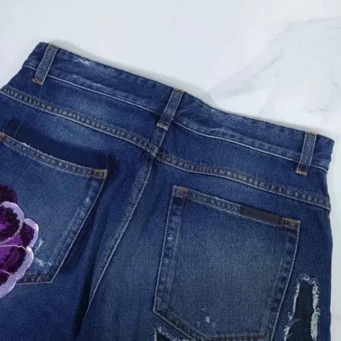 돌체앤가바나 패치 플라워 데님 팬츠 상품이미지8