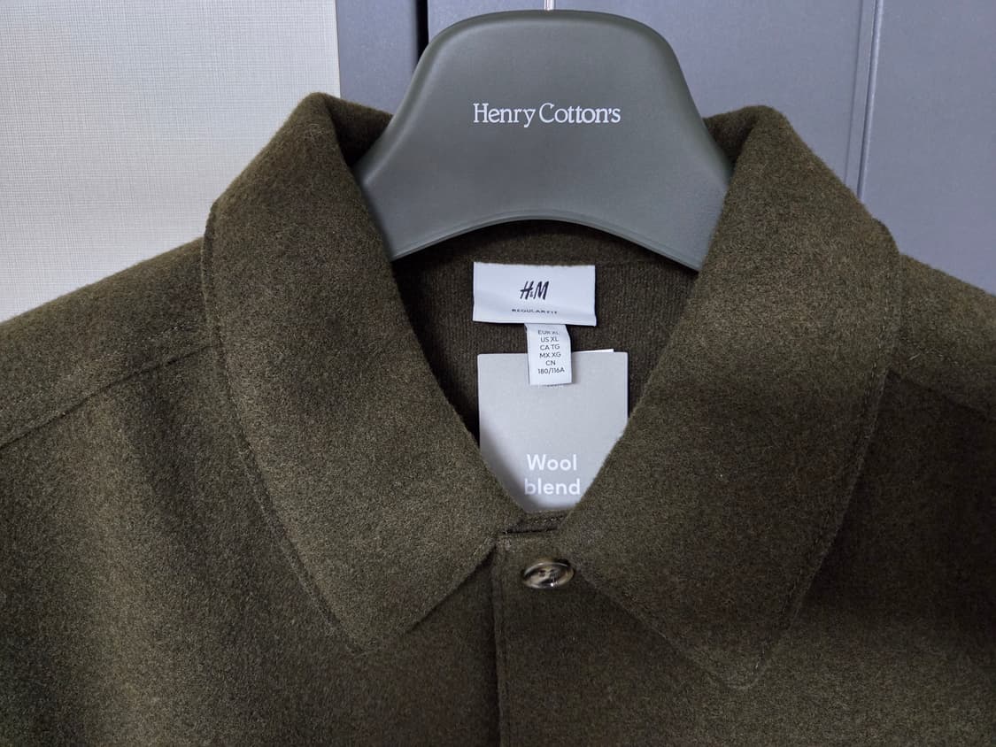 (새상품) 남자 울자켓 카키,딥그린 105 XL 판매합니다.H&M 상품이미지4