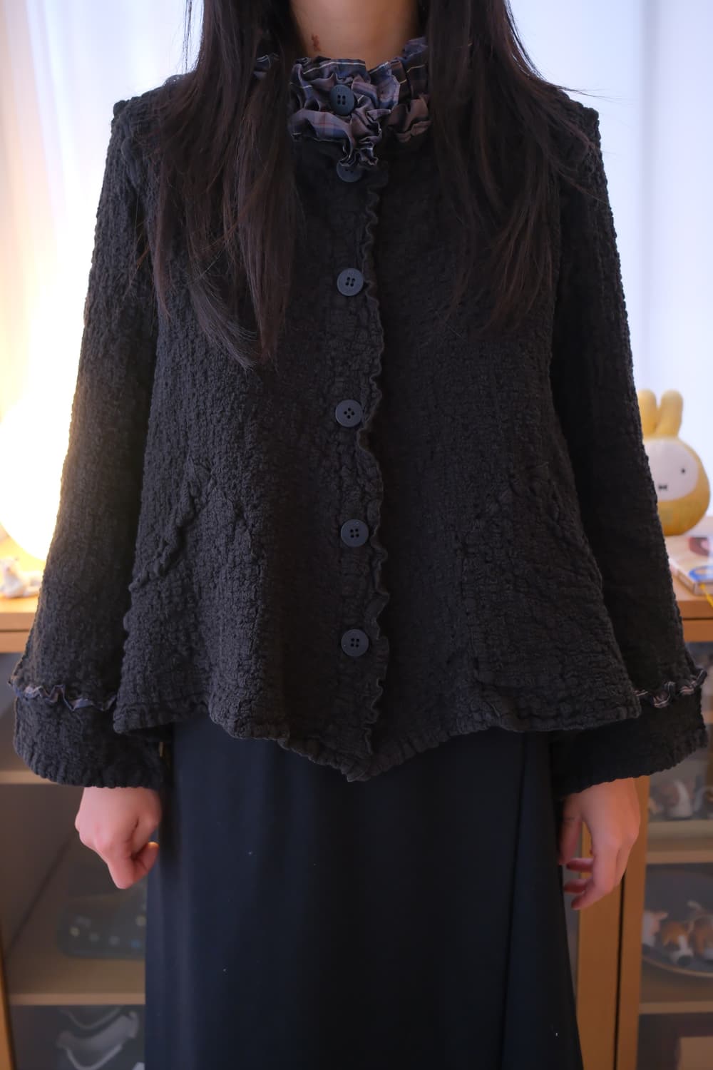 Neck frill wrinkled jacket 상품이미지1