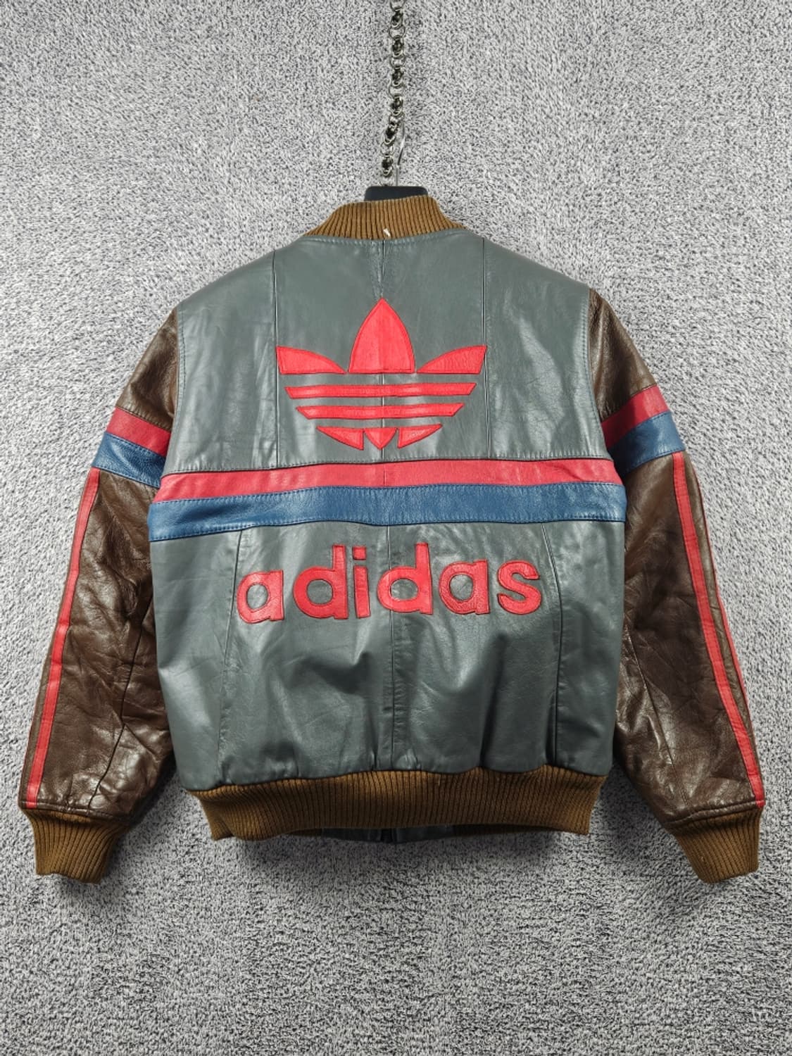 80's 아디다스 빈티지 파이어버드 레더 봄버 자켓 (M추정)/11365 상품이미지1