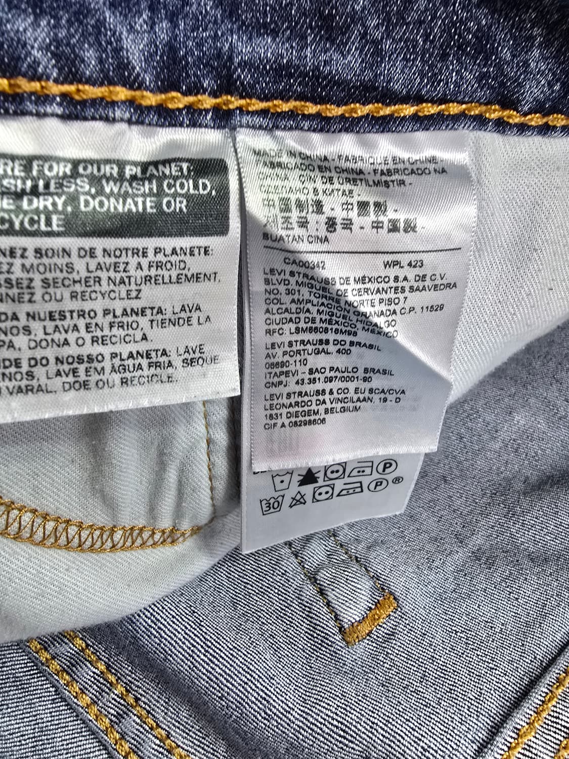 리바이스 511청바지 워싱 데님  상품이미지4