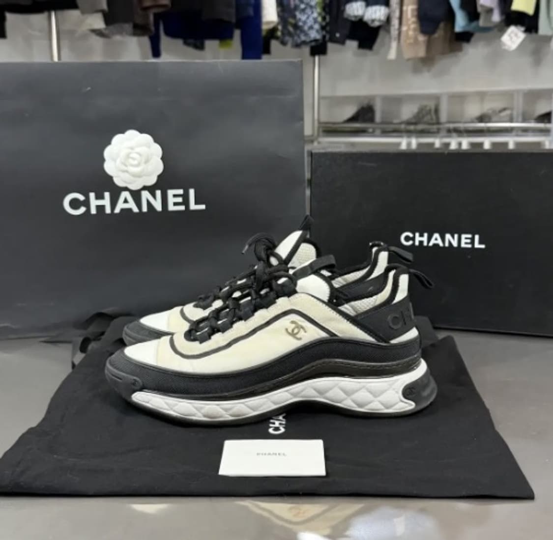 [당일배송] 샤넬 투톤 아이보리 하이엔드 스니커즈 275 풀구성품   상품이미지2