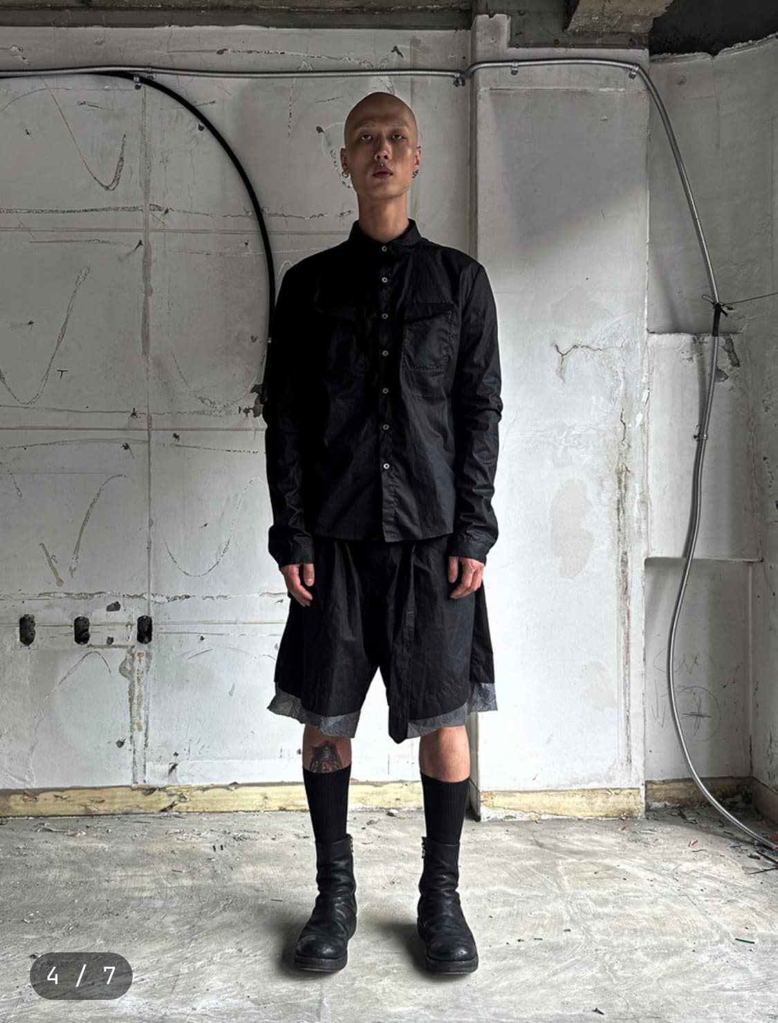 [46] SAN263-1 Waxed Single Shirt BLACK 상품이미지3