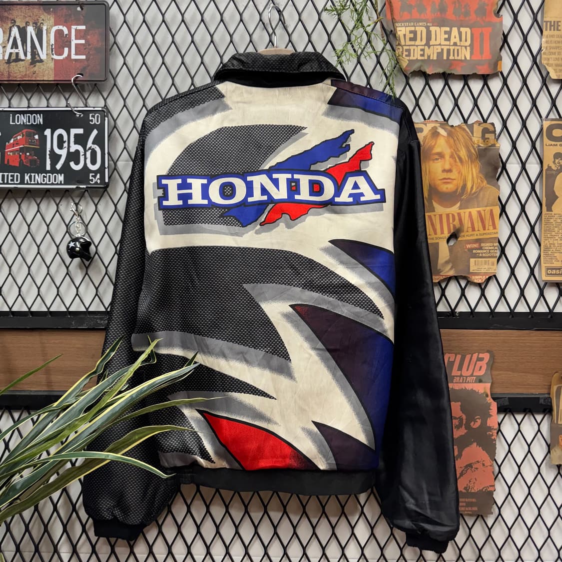 혼다 레이싱 나일론 레이싱 자켓 후면 빅로고 포인트 블랙 화이트 상품이미지2