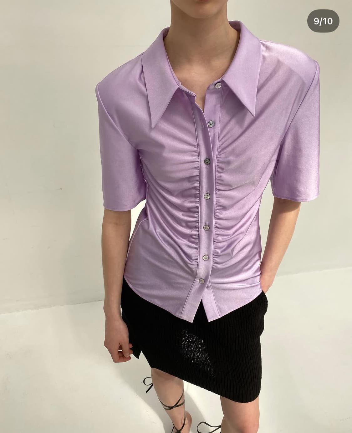 드래곤블루스 셔링 이펙트 저지 블라우스 - 바이올렛 S 상품이미지3