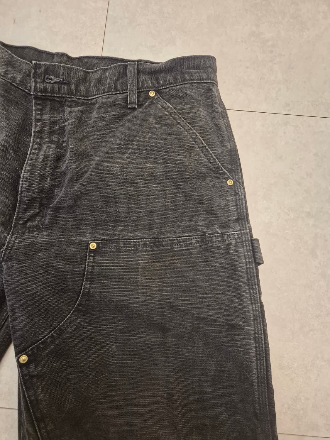 빈티지 칼하트 더블니 B01 블랙 실측34 라벨38×30 상품이미지6