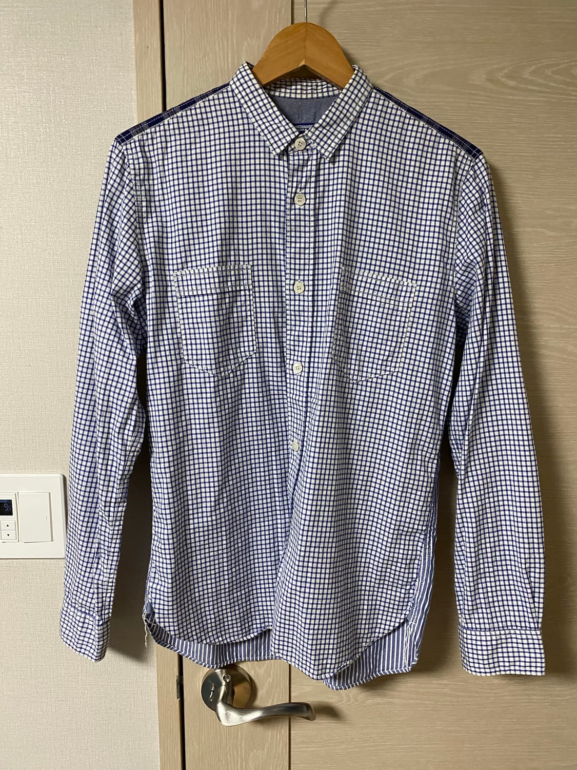 준야와타나베 맨 패치워크 체크 셔츠 M 상품이미지2