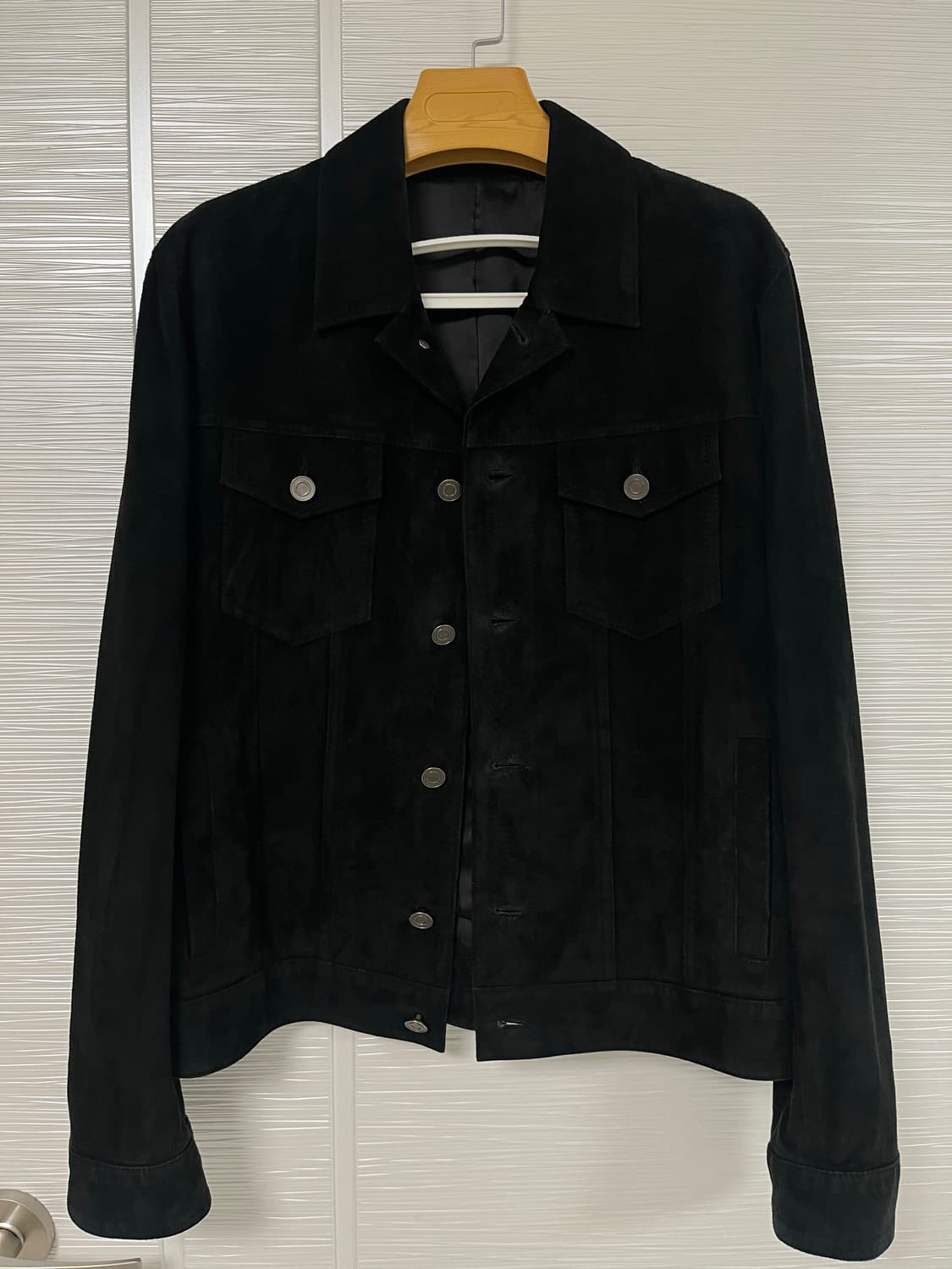 마마가리 블랙 스웨이드 트러커 자켓 상품이미지1