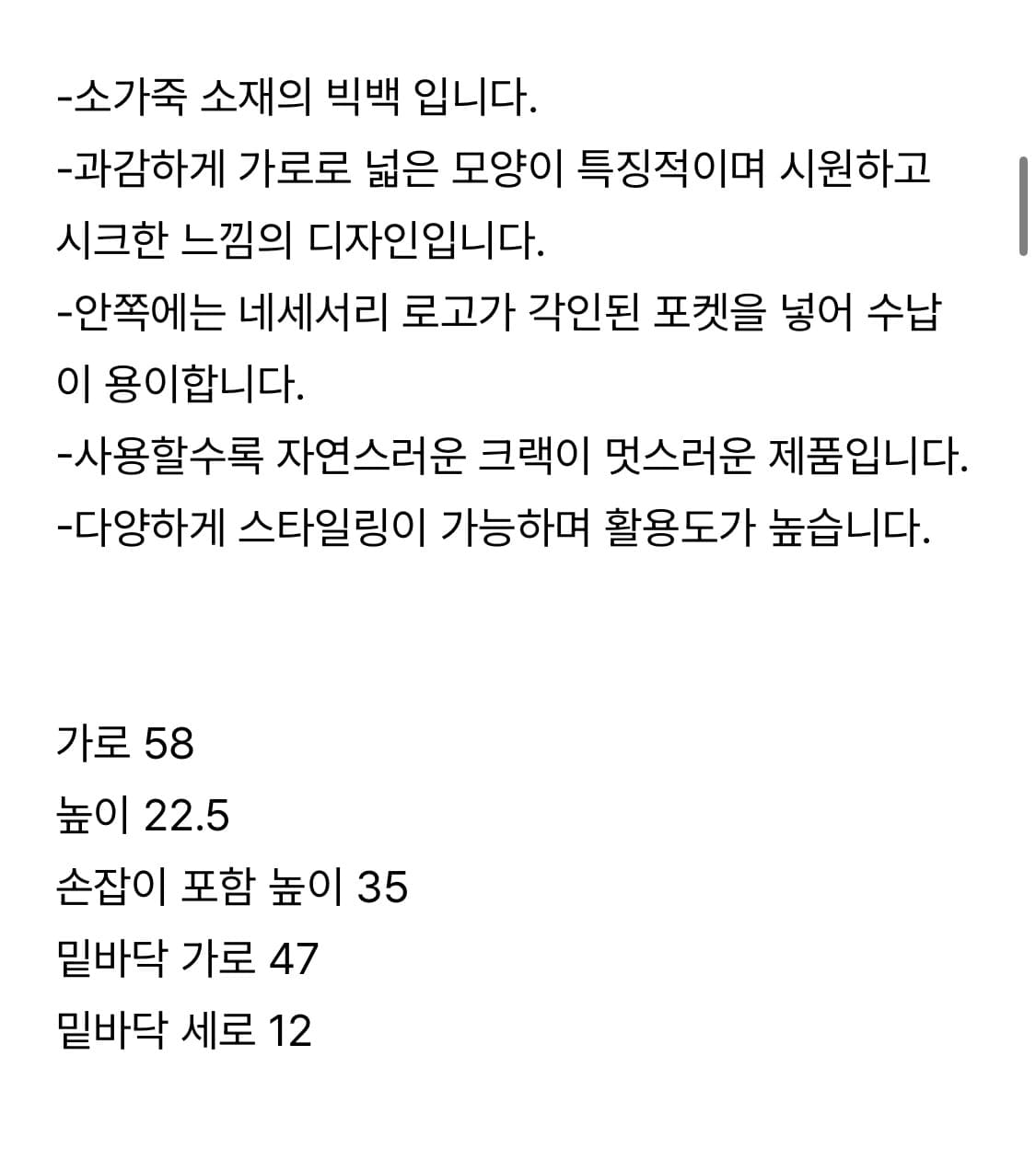 네세서리 와이드 백 빅 widebag 상품이미지2