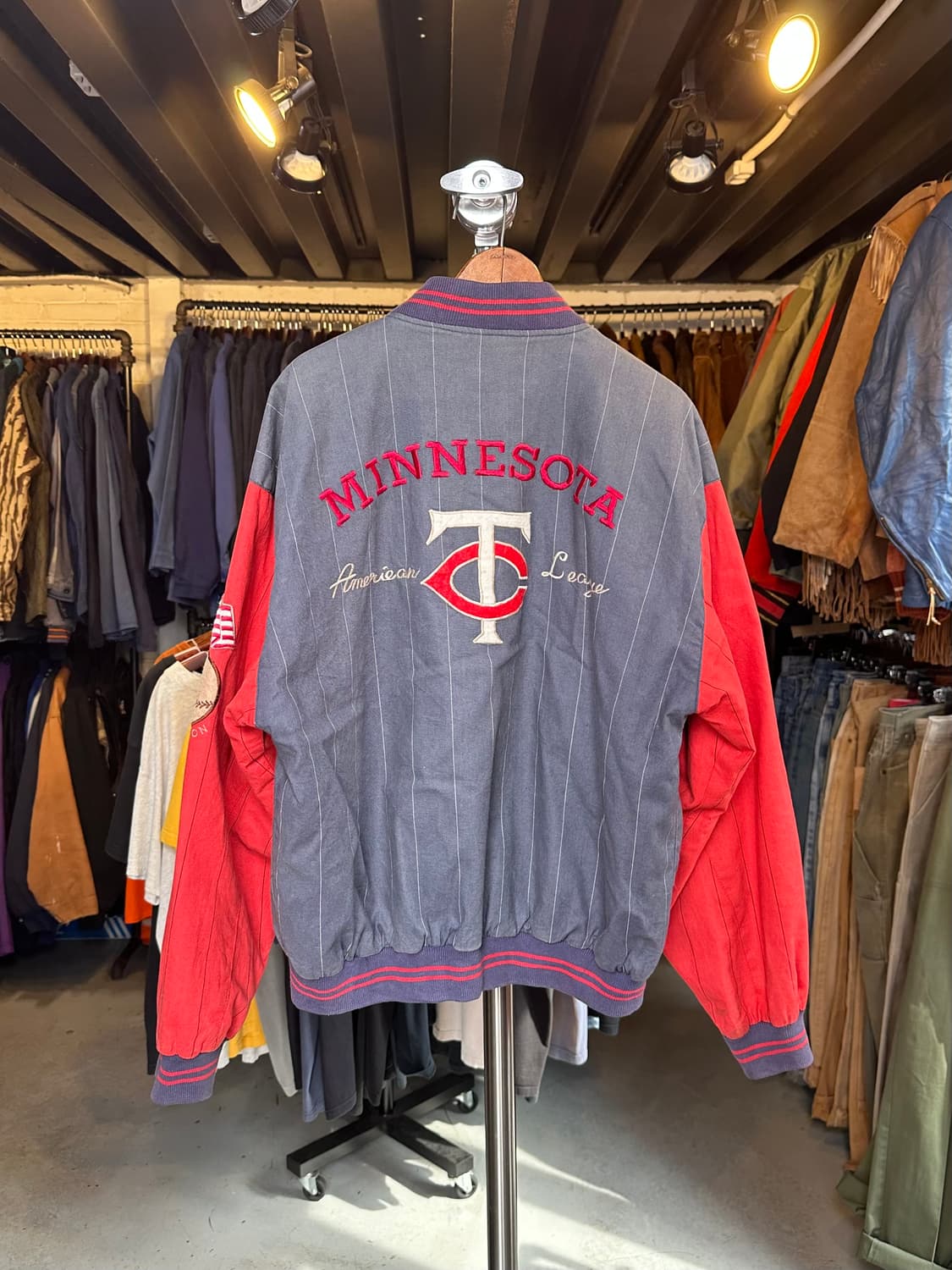 90s Mirage MLB 미네소타 트윈스 린넨 베이스볼 자켓 1991 상품이미지2