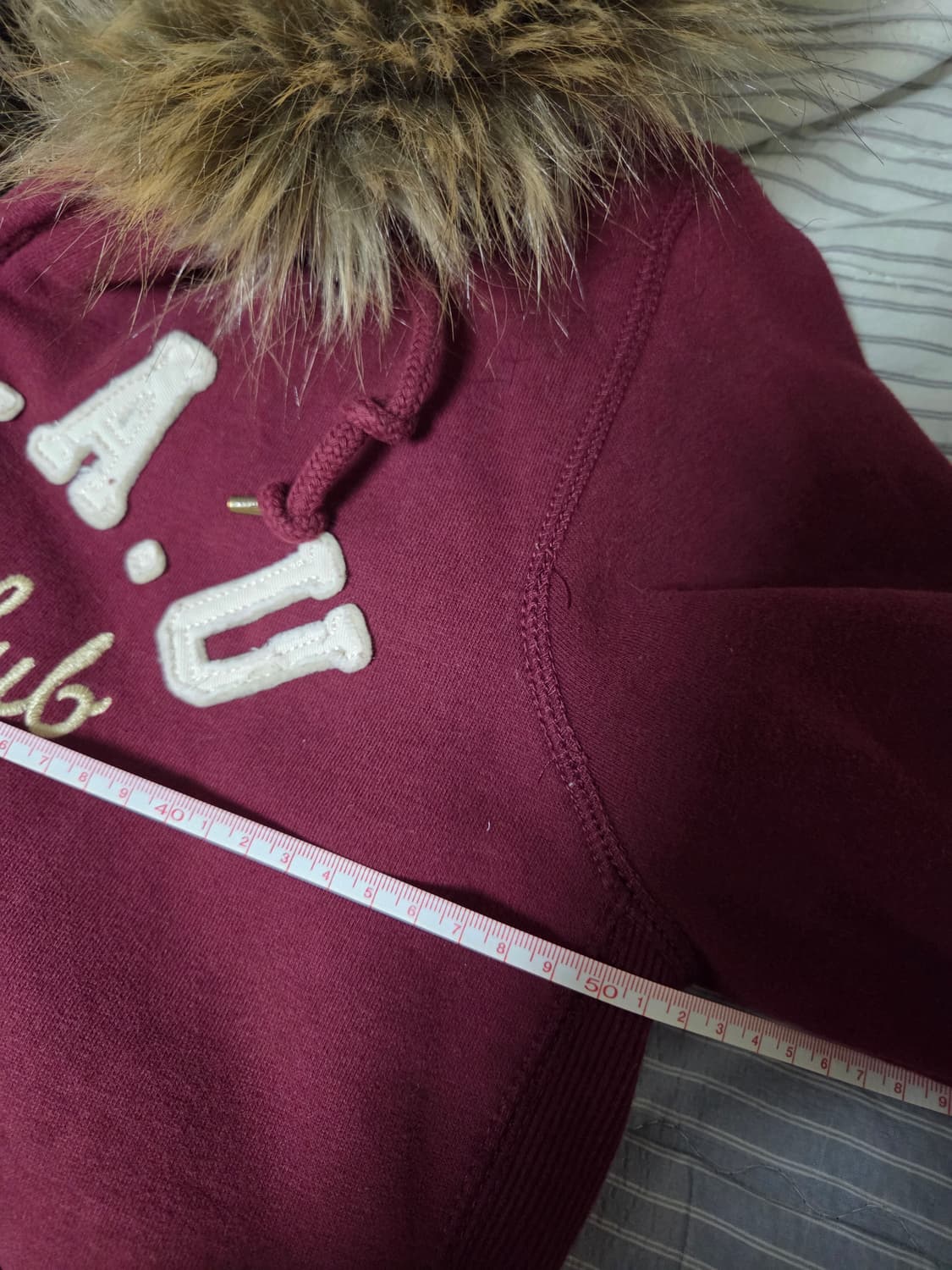 후아유 대대장 딱붙 버건디 울프죠 후드집업 상품이미지5